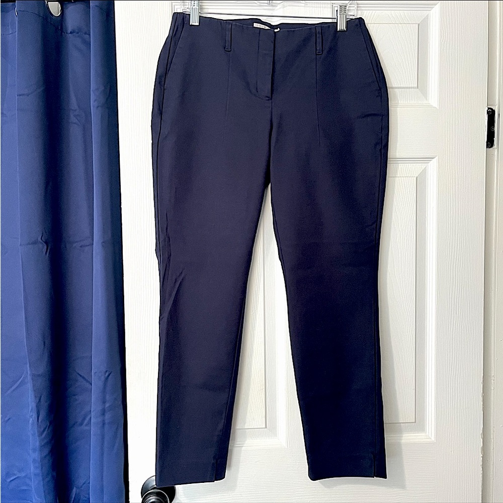 Boden Pants Navy Blue Flat Front Trousers Tapered Cropped Stretch Woman’s Sz 8P